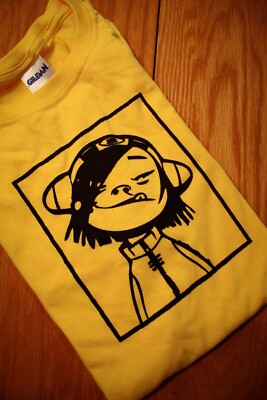 Vintage Gorillaz Noodle Trip Hop Yellow T-Shirt, Blur, Albarn, Massive Attack
