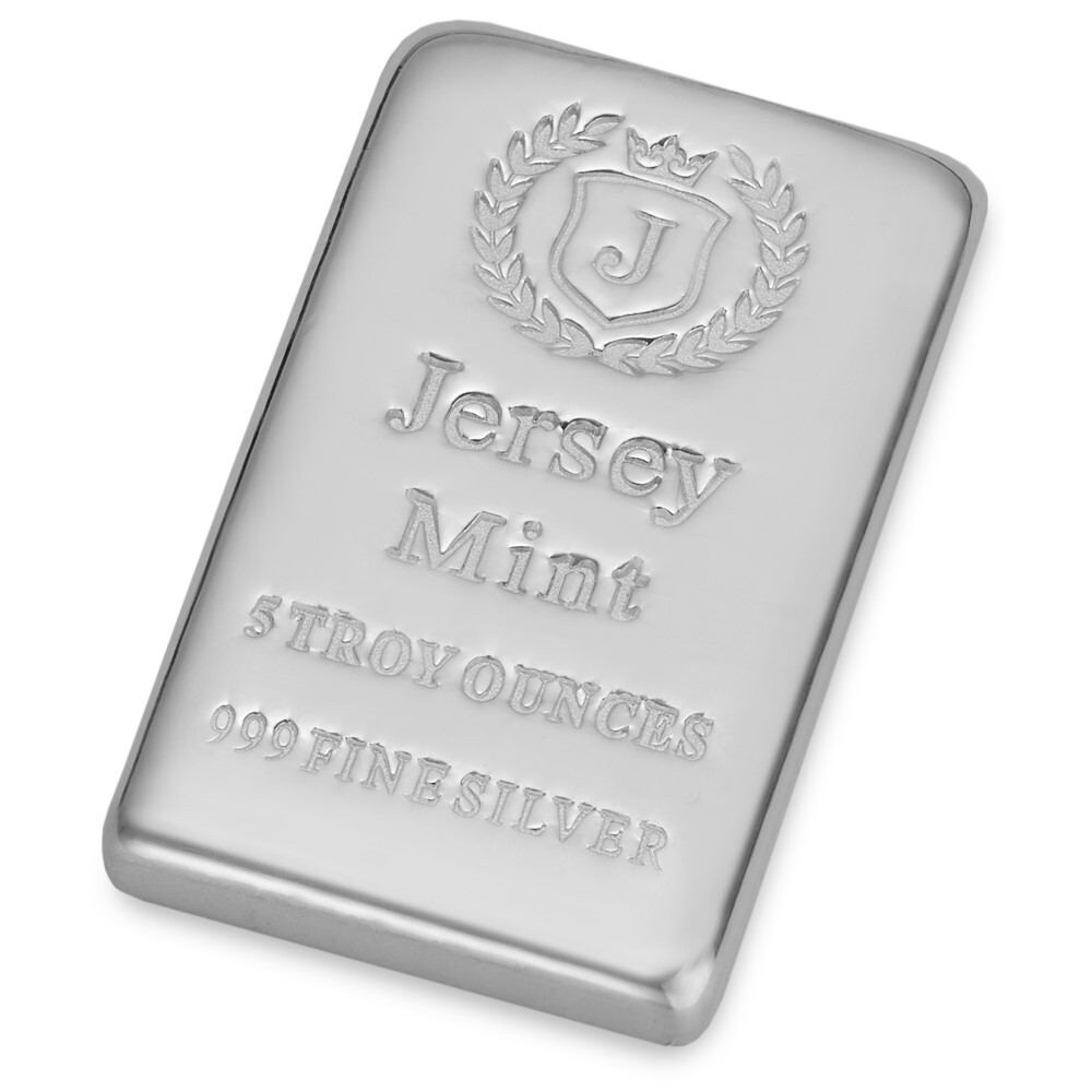 5 oz 0.999 Silver Bullion Casted Bar - Jersey Mint - Free Shipping