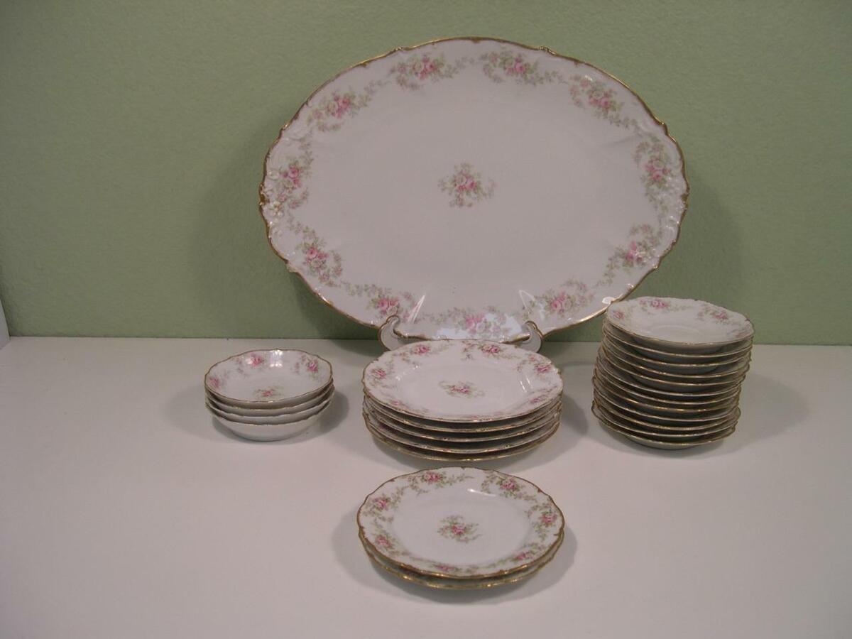 ANTIQUE Elite Works Limoges France Pink Roses Gold Trim ANTIQUE Elite Works Limoges France Pink Roses Gold Trim