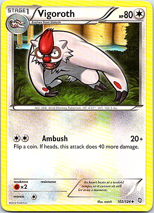 Vigoroth 102/124 Pokemon BW Dragons Exalted Regular Light Play 