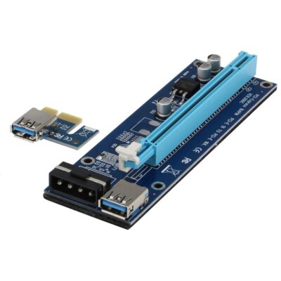 - PCI-E 1X to 16X Riser Card Extender with USB and Power Cable