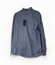 IZOD Men's Medium Performance Comfort Long Sleeve Blue Plaid Button Down NWT