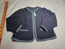Talbots Womens Jacket Size 16w Blue Tweed Boiled Fullzip Nwt Blazer Top