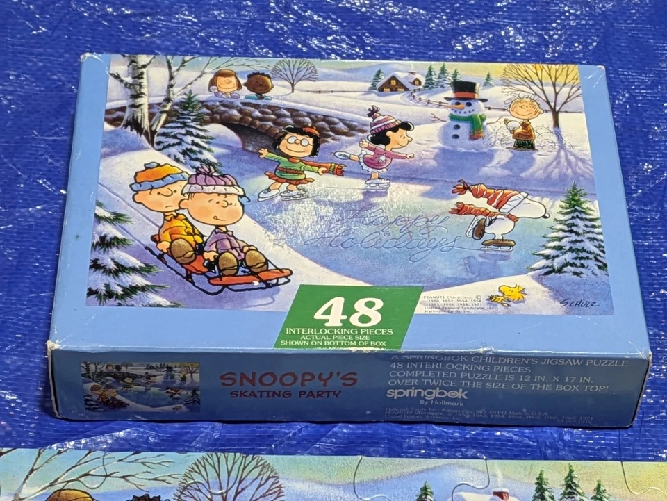 Peanuts Snoopy's Skating Party Christmas Happy Holidays Puzzle 48 Piece Hallmark - Image 4 of 4