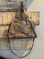 Michael Kors Brown Leather Top Zipper Double Handled Convertible Bag/Cross Body