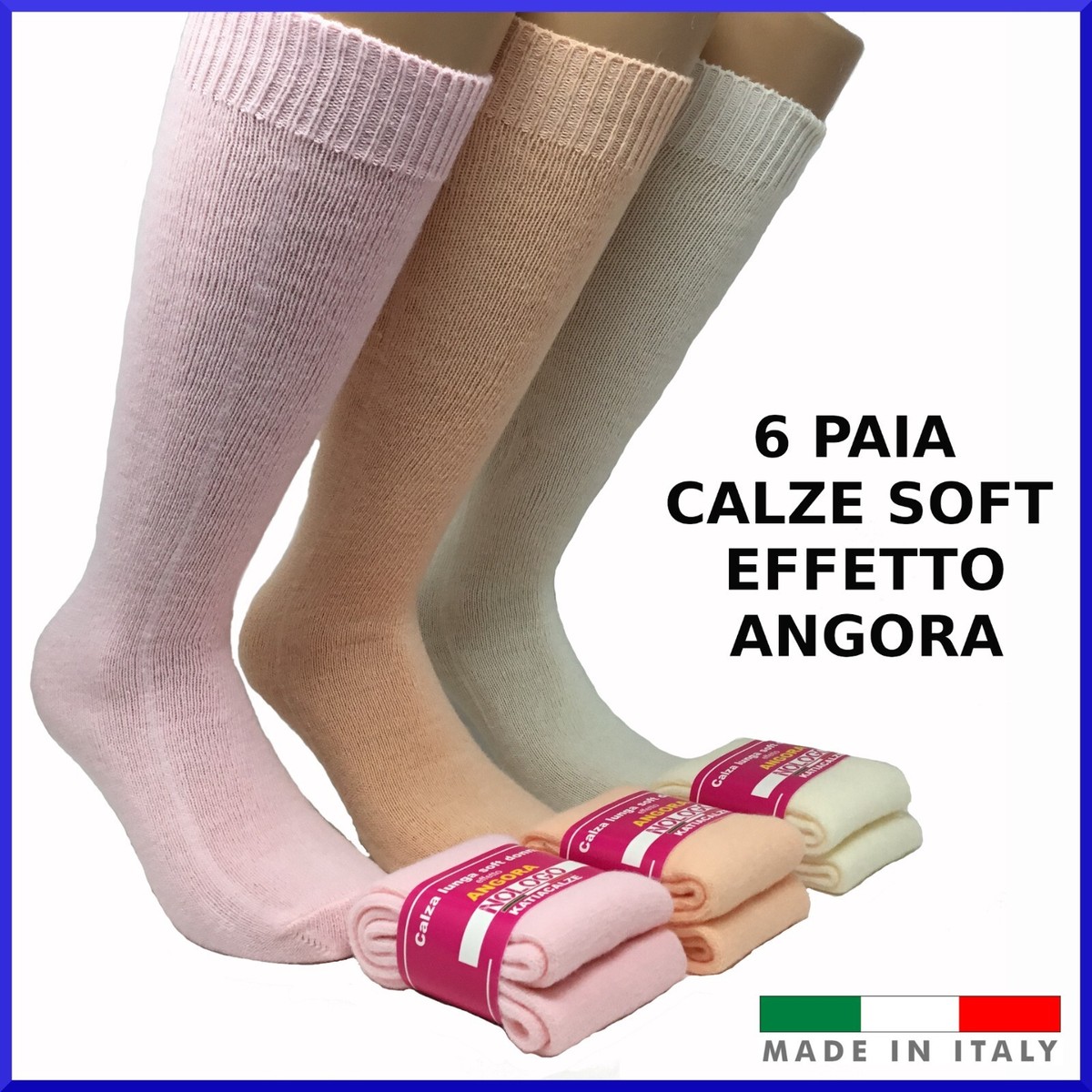 Calze da donna lunghe effetto angora PAIA gambaletto calzini