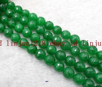 Natural 6/8/10/12mm Nephrite Green Jade Round Gemstone Loose Beads 15AAA