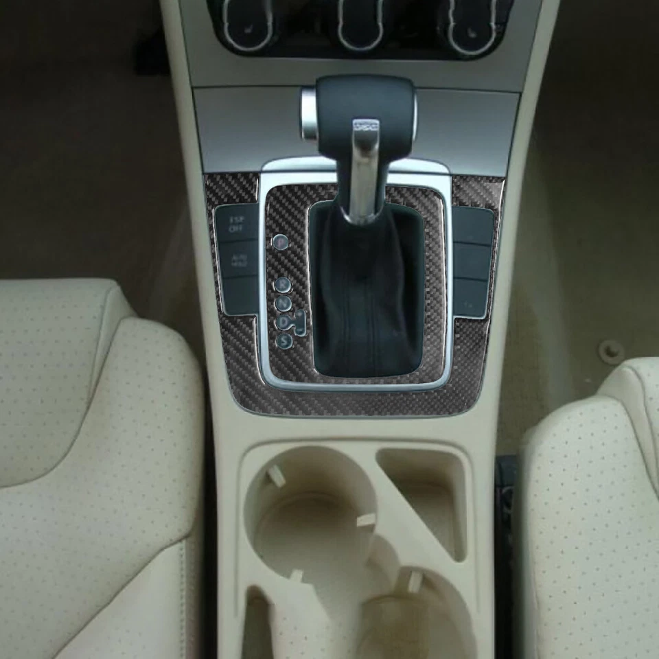 Cubierta de panel de cambio de marchas automático de fibra de carbono 2 piezas para Volkswagen Passat 2006-11 Foto 4 de 4