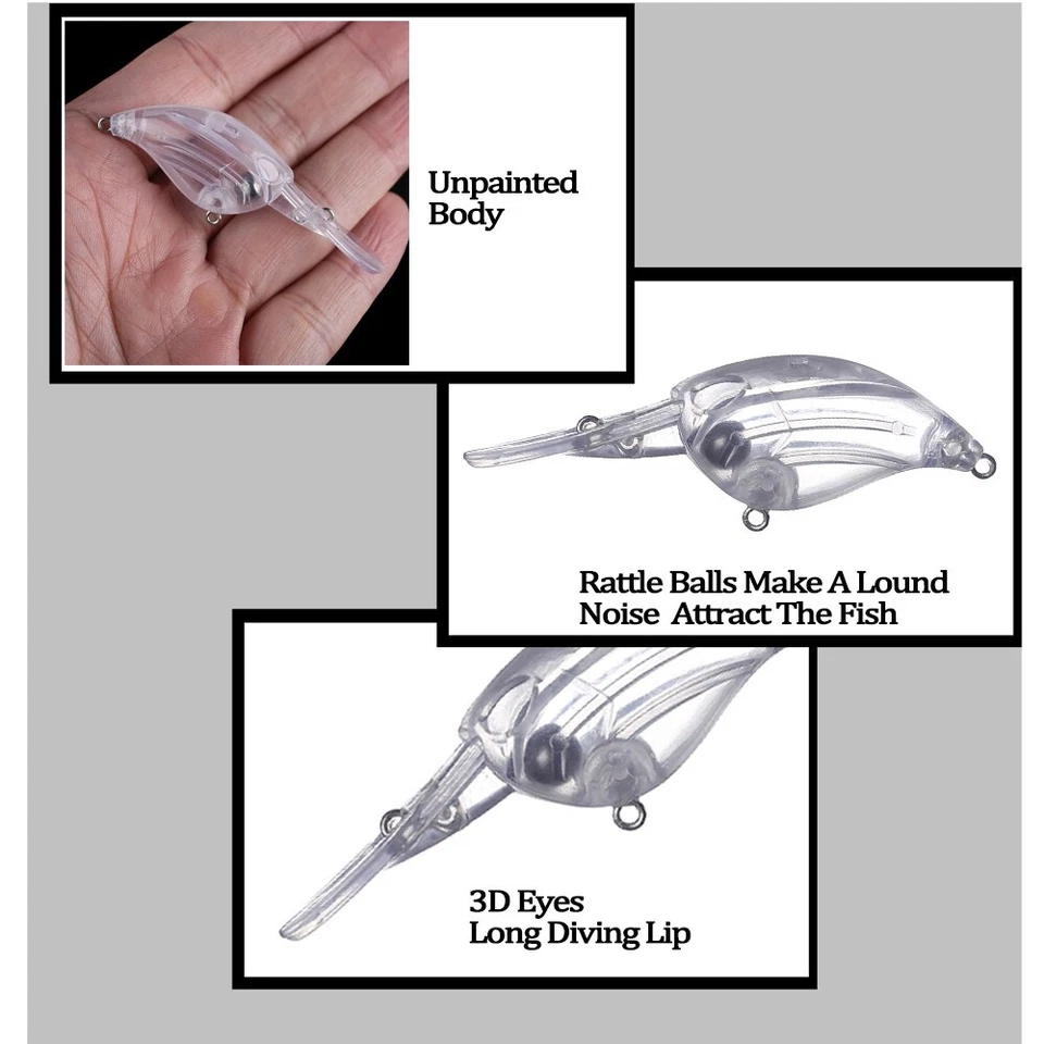 30PCS 6CM 4.3G Floating Long Lip Crankbait DIY Unpainted Bait Blank Fishing Lure - Image 4 of 4