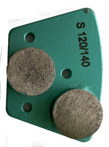 Trapezoidal Diamond Grinding Tooling With 3 X 8 5 Mm Non Screw Holes Designed For Floor Grinding Machines With Three Non Threaded Holes Iron Horse Planetary Grinders Grit Size 1 140 Soft Bond For Standard To Hard Concrete