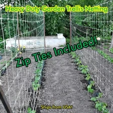 5 ft x 15 ft Trellis Plant Garden Netting - INCLUDES ZIP TIES to setup net - USA