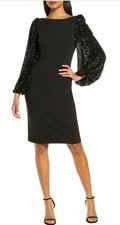 Eliza J Size 12 Short Sequin Dress in Black $178