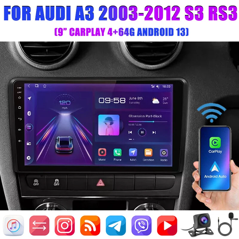 FOR AUDI A3 2003-2012 S3 RS3 9" ANDROID 13 CAR RADIO STEREO CARPLAY GPS WIFI RDS - image 2 of 4