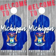 Michigan Wood LAMINATED Cornhole Wrap Bag Toss Skin Decal