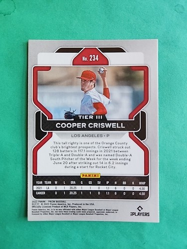 2022 Panini Prizm Cooper Criswell #234 Tier III - Zdjęcie 2 z 2