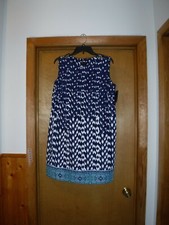 AB Studio Knee length Sleeveless Dress, size ,12,Multi Blue  97% polyester NWT