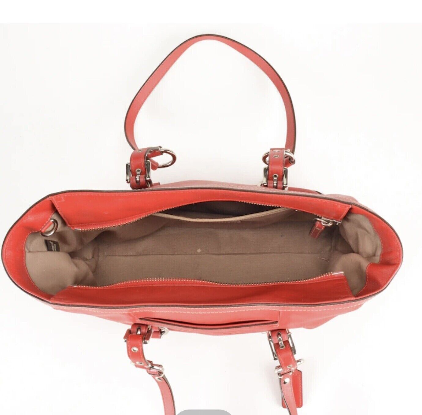 Coach Red Leather Handbag Tote 2010 East/West Gal… - image 8