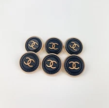 Chanel Vintage Designer Black and Gold Button STAMPED | 6 PC Bundle