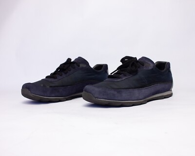 835$MRP Prada Sport Navy Blue Suede and Nylon Low Top Sneakers
