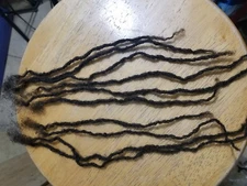 100% Human Hair Locks handmade 10 dreadlocks up 14''  small off black 3 mm wide