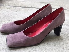 Vintage Joan David Square Toe Shoes Pumps Mauve Purple Size 6 1/2 M