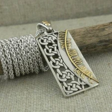 Sterling Silver Celtic Knot & 18K Ogham Courage Pendant Keith Jack  Jewelry