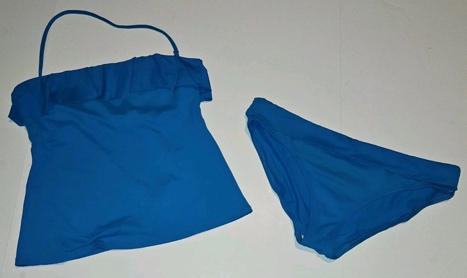 Traje de baño Tankini para mujer Chaps talla 10 azul brillante correa extraíble  Foto 2 de 4