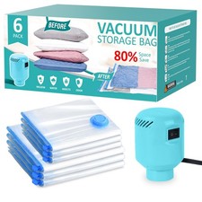 Vacuum Storage Bags with Electric Pump, Travel Bags,Space 6 Pack, blue