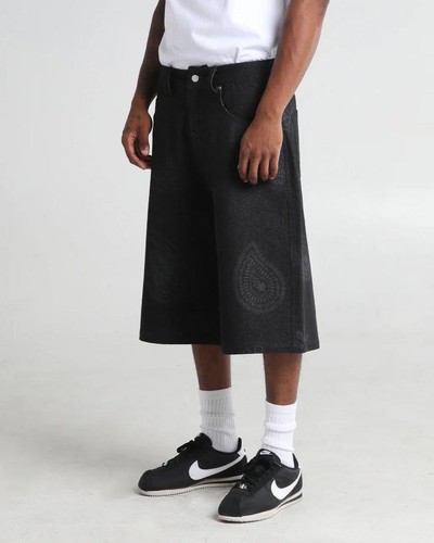 SHAKA WEAR Paisley Denim Shorts Size 36 XL Chicano Unisex Black from Japan New - Picture 18 of 24