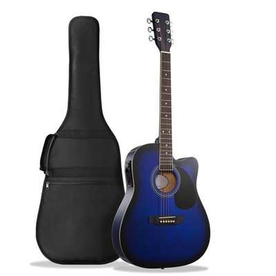 Acoustic-Electric Thinline Cutaway Guitar, Right Handed with Gig Bag - Blue
