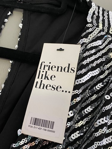 Friends like these (next) 2 in 1 wrap jumpsuit silver sequins& black size 12 - Picture 9 of 14