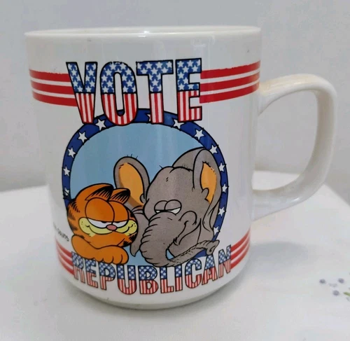 Vintage Garfield Mug VOTE REPUBLICAN with Elephant Jim Davis 1978 Enesco 