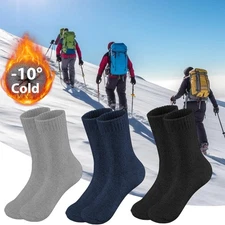 Mens 3 Pairs Wool Blend Socks Warm Breathable Boot Hiking Work Socks US