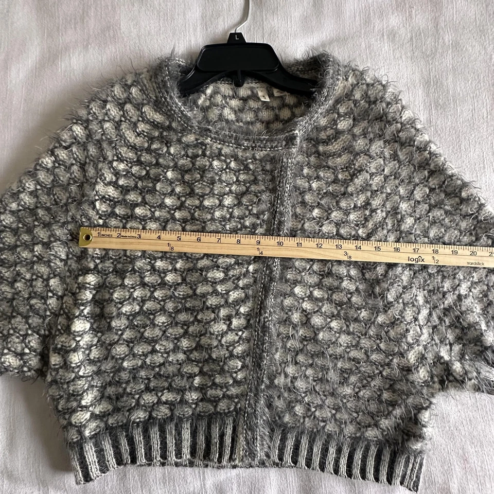 Anthropologie Moth Sweater Womens S Bubble Popcorn Knit Short Sleeve Angora Boho - Image 4 of 4