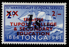 TONGA QEII SG272, 1s on 2s on 2d ultramarine, LH MINT.