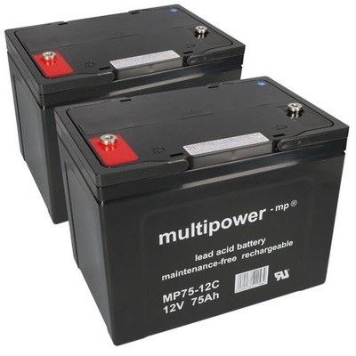 Ersatzakku f. Sopur E140 E155 E160  Power 2x Bleiakku 12LC-75 M6 12V 75Ah MP