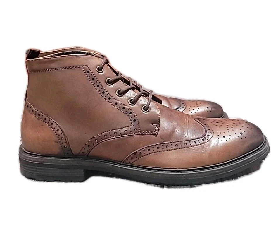 Hombres Kenneth Cole Reaction Botas Con Cordones Punta de Ala Tobillo Chelsea Marrón EE. UU. 13 Foto 2 de 4