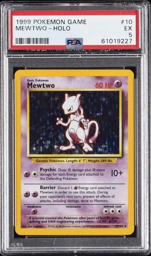 1999 POKEMON BASE SET UNLIMITED #10 MEWTWO-HOLO PSA 5