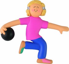 Bowler Female Blonde Personalized Christmas Tree Ornament