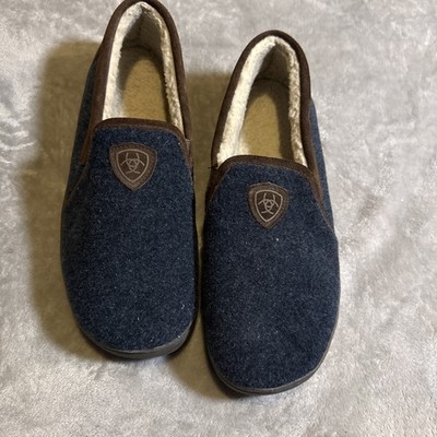 Ariat Lincoln Wool Slippers Men's Size 10 Navy Blue Wool House Shoes