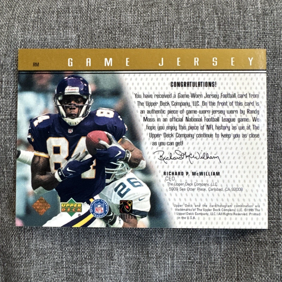 1999 Upper Deck Game Jersey Randy Moss 🔥RARE AND MINT! 🔥ONE OWNER🔥 eBay 1/1 - Image 2 of 4