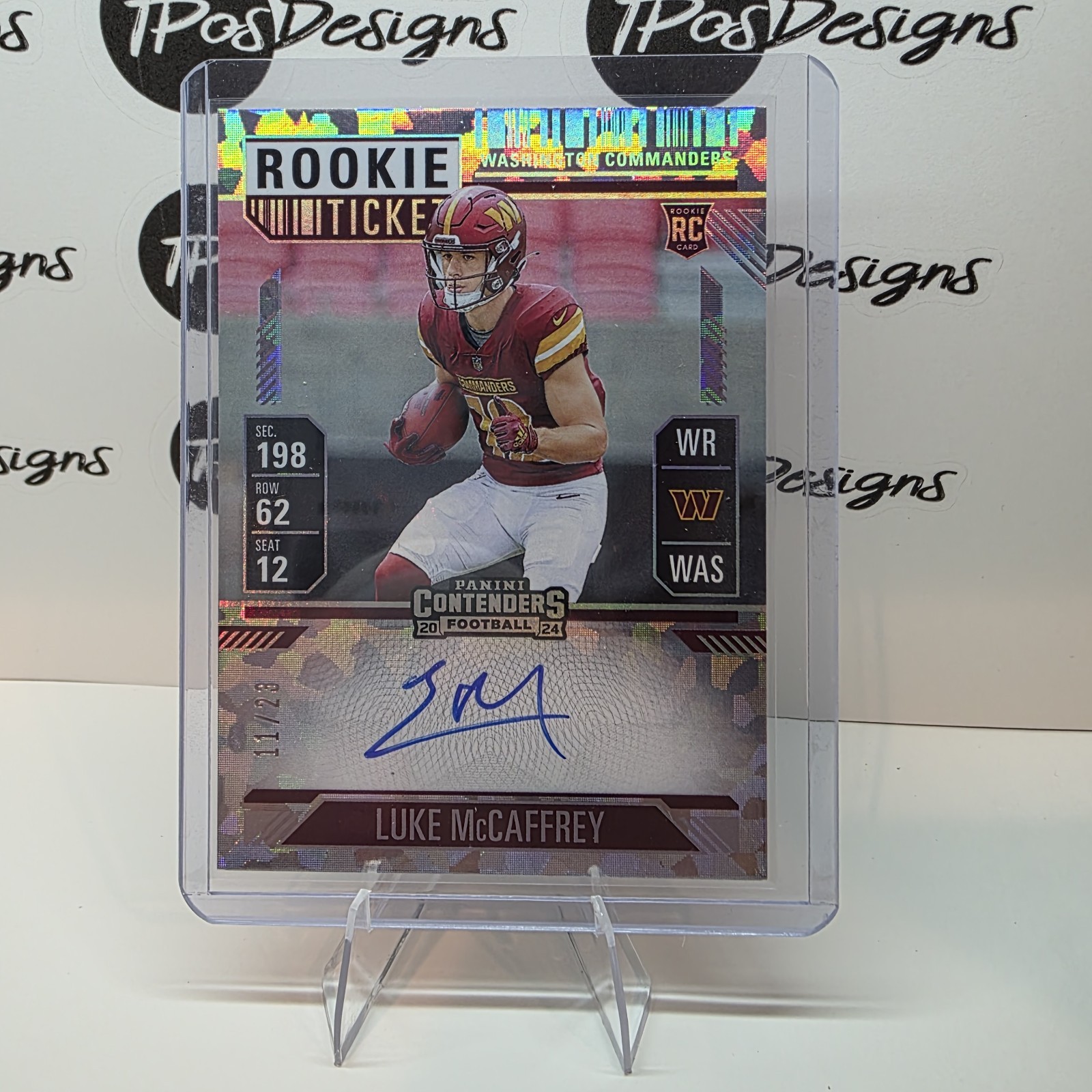 2024 Contenders - Rookie Ticket Luke McCaffrey #121 Cracked Ice Ticket Auto /23