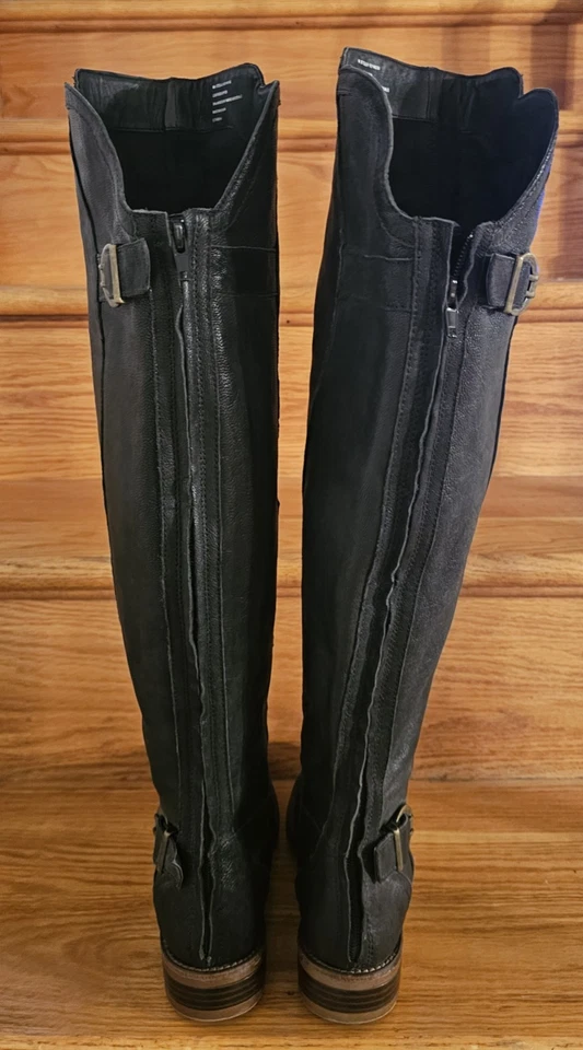 Kensie Stella Knee High Womens 6M Boots Fashion Zip Black Leather Low Heel - Image 4 of 4