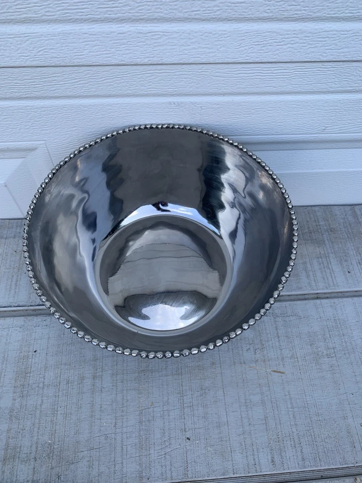 "Cuenco grande para servir de metal fundido de diseñador MICHAEL ARAM con base negra de madera 10""" Foto 3 de 4