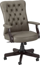 Bush Furniture Key West High Back Tufted Office Chair with Arms in Washed Gray L