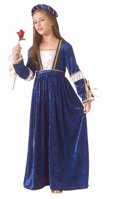 RENAISSANCE FAIRE GIRLS JULIET BLUE CHILD KIDS COSTUME DRESS SHAKESPEARE  PLAY