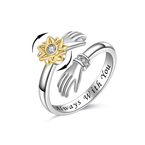 Unisex Adjustable Anti Anxiety Rings Silver Anxiety Relief Spinning Fidget Ring - Picture 59 of 100
