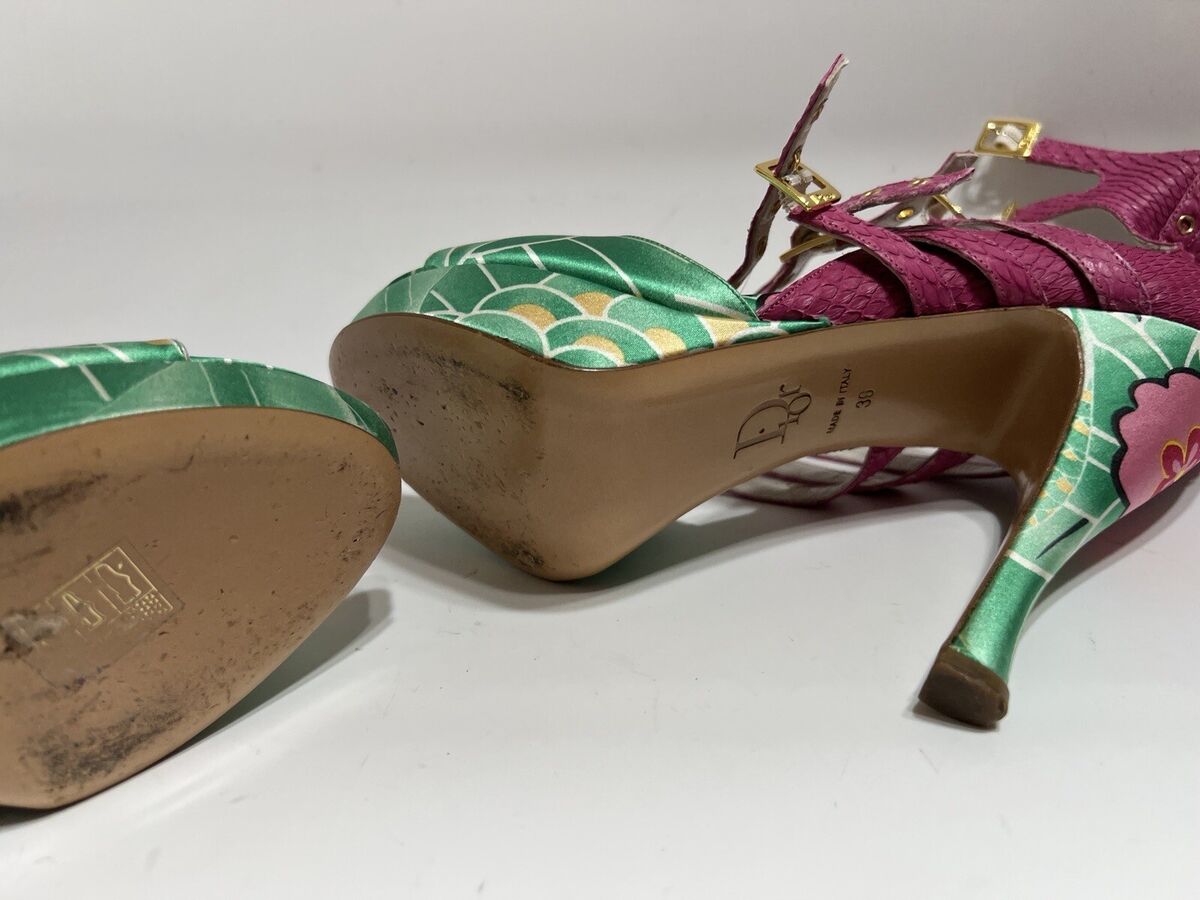 Vtg CHRISTIAN DIOR BY JOHN GALLIANO AW2003 GREEN KOI PRINT Vtg CHRISTIAN DIOR BY JOHN GALLIANO AW2003 GREEN KOI PRINT