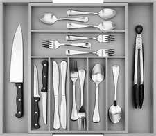 Silverware Organizer - Expandable Kitchen Drawer Organizer and Utensil Organizer