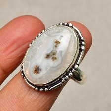 Solar Quartz Gemstone 925 Sterling Silver Handmade Jewelry Ring Size 10